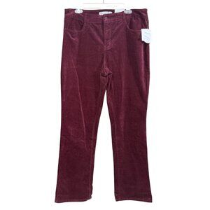Croft & Barrow Womens Bootcut Corduroy Pants Stretch Maroon 14L Mid Rise RN73217